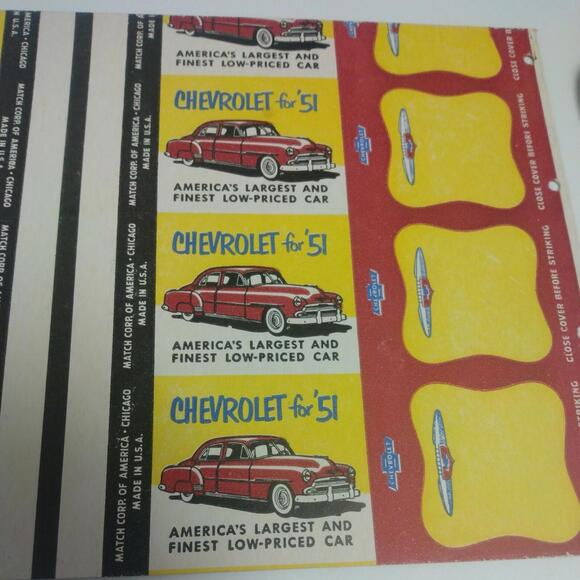Other - Vintage Chevrolet Matchbooks Match Corp. Of America Chevrolet For 51’ Uncut